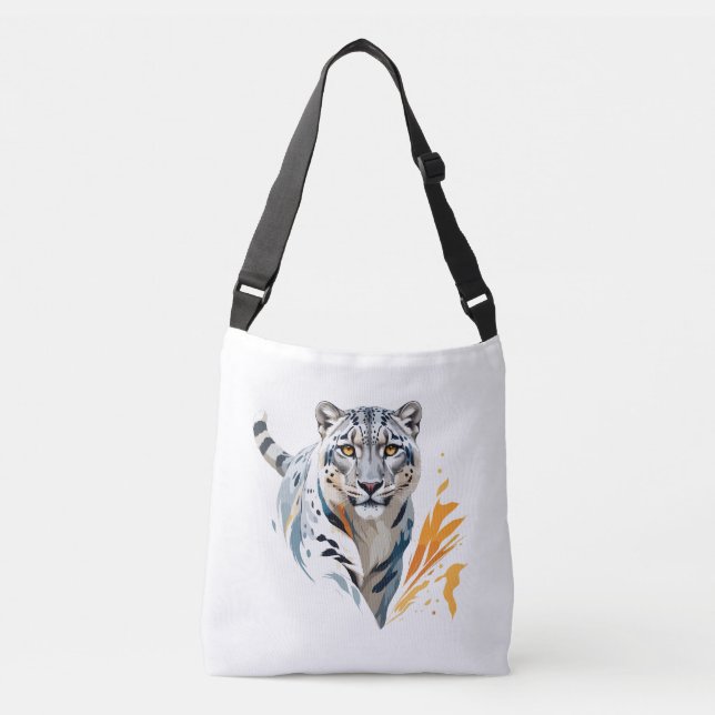 Snow Leopard Vector Art with Vibrant Colours Crossbody Bag (Front)
