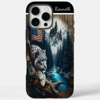 Snow Leopard Watches Over The Snowy Mountains