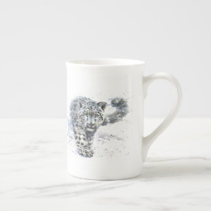 Snow Leopard Watercolor Bone China Mug