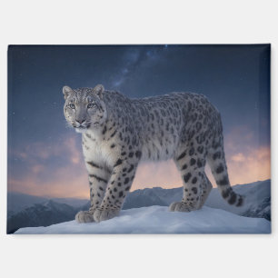Snow Leopard Wild Majestic Animal A Starry Galaxy Magnet
