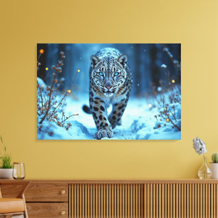 Snow leopard winter majestic blue-eyed predator canvas print