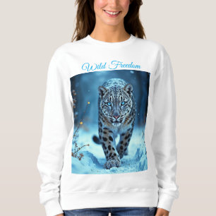 Snow leopard winter majestic blue-eyed predator sweatshirt