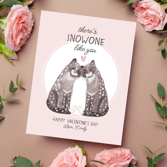 Snow Leopards Cute Valentine Holiday Card (Creator Uploaded)