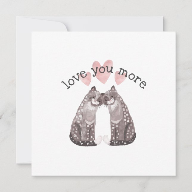 Snow Leopards Snuggle Love You More Valentine Holiday Card (Front)