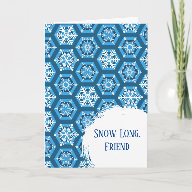 Snow Long Friend Good Bye and Best Wishes Card (Front)
