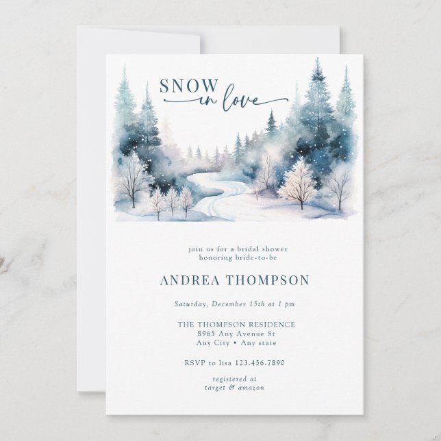 Snow Love | Christmas Bridal Shower Invitation (Front)