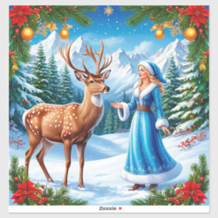 Snow Maiden Enchanting Winter Scene