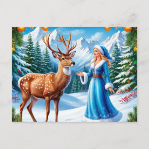 Snow Maiden Enchanting Winter Scene Holiday Postcard