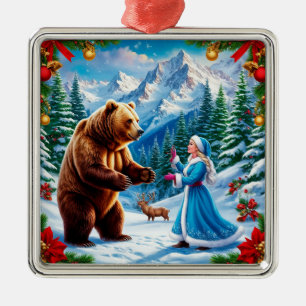 Snow Maiden Enchanting Winter Scene Metal Tree Decoration
