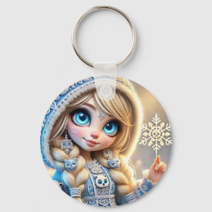 Snow Maiden With Glittering Snowflake Key Ring