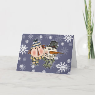 Snow Man and Rag Doll Holiday Card