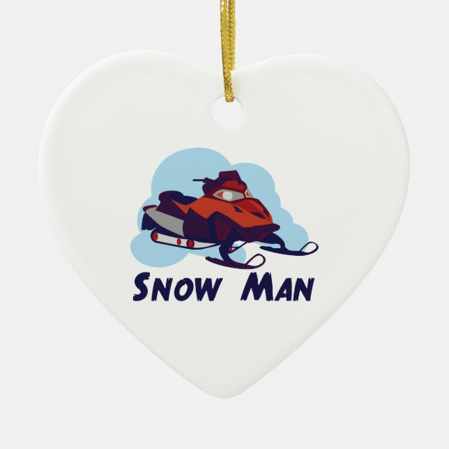 Snow Man Ceramic Tree Decoration (Front)
