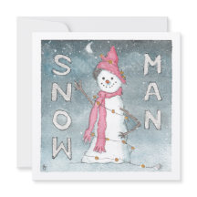 Snow Man Greeting Card