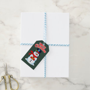 Snow man hat Christmas hat Gift Tags