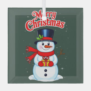 Snow man hat Christmas hat Glass Tree Decoration