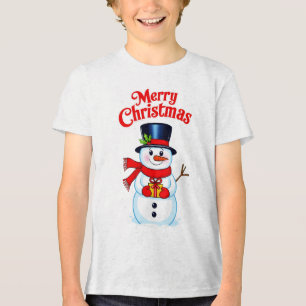 Snow man hat Christmas hat Tri-Blend Shirt