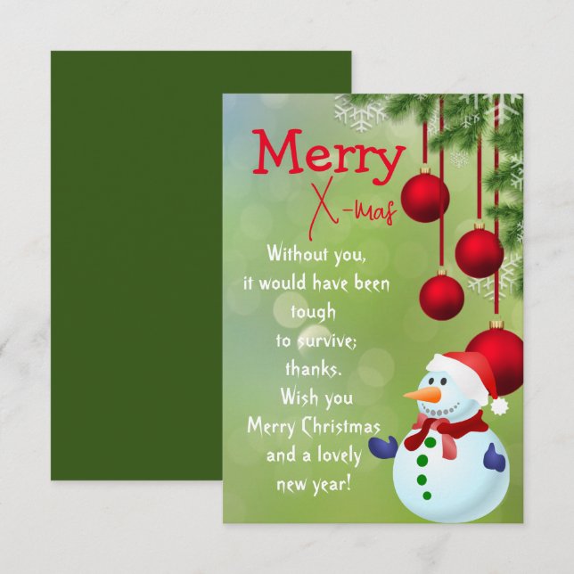 Snow man Holiday Postcard (Front/Back)