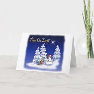 snow man peace on earth holiday card