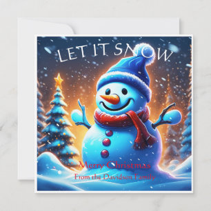 Snow Man : Personalized Retro Christmas Card