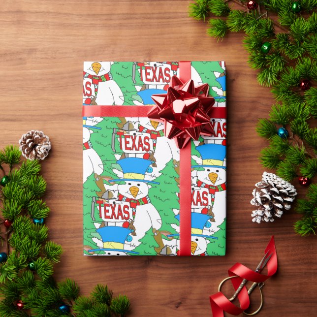 Snow Man, Texas,  Wrapping Paper (Holiday Gift)