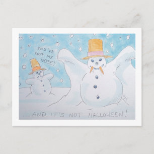 Snow man vampire postcard
