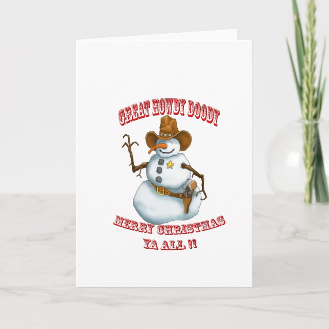 snow man western cowboy sherriff holiday card (Front)