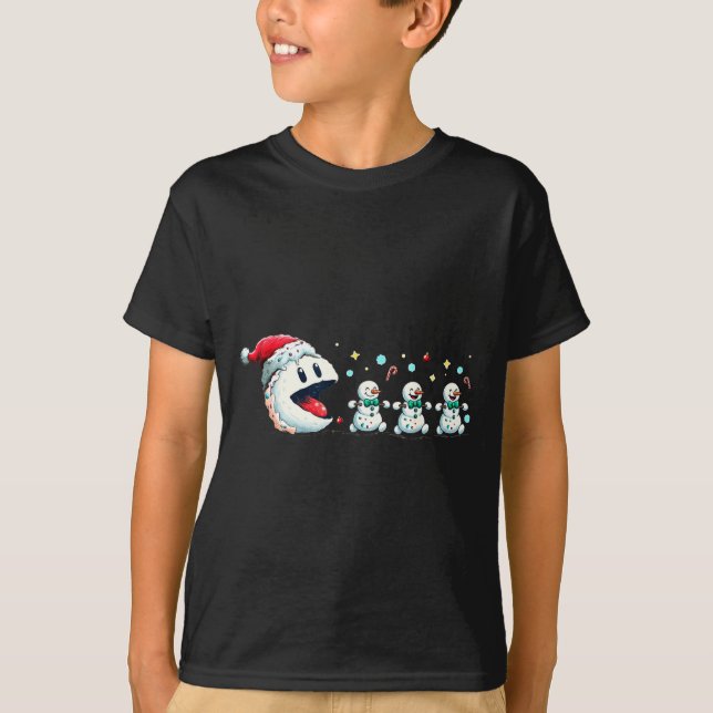 Snow Man Xmas Tee Snowman Gamer  (Front)