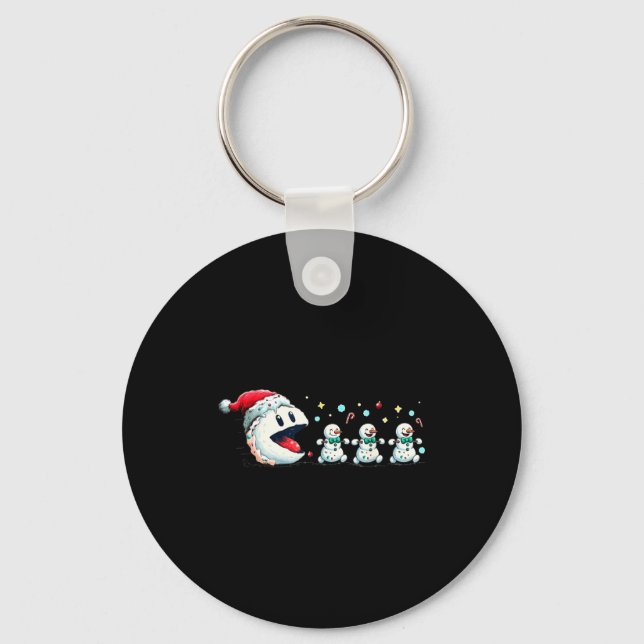 Snow Man Xmas Tee Snowman Gamer  Key Ring (Front)