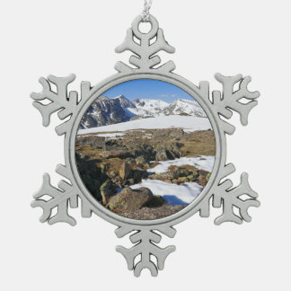 Snow Melting on the Rocky Mountains Snowflake Pewter Christmas Ornament
