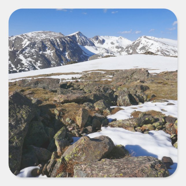 Snow Melting on the Rocky Mountains Square Sticker (Front)