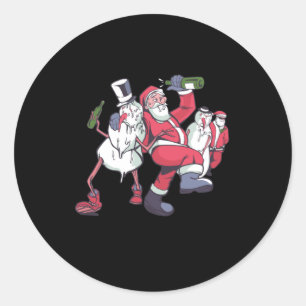 snow men santa drunk classic round sticker