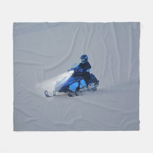 Snow-mobiler Winter Sports Gift Fleece Blanket (Front (Horizontal))