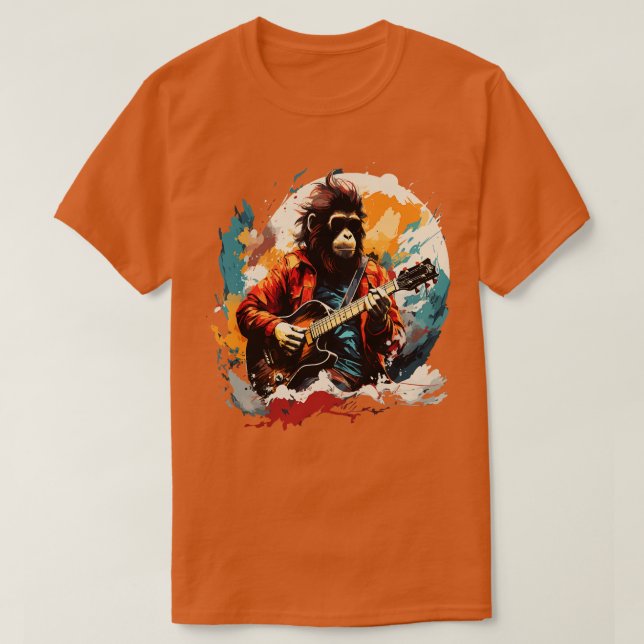 Snow Monkey Playing Guitar T-Shirt (Design Front)