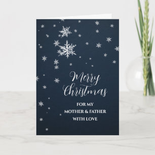 Snow Mother and Father Merry Christmas Card