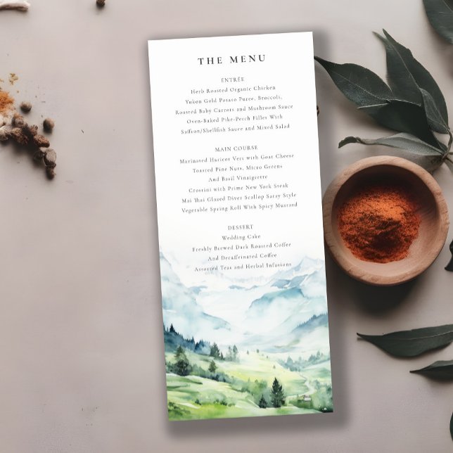 Snow Mountain Landscape Wedding Menu Card (Creator Uploaded)