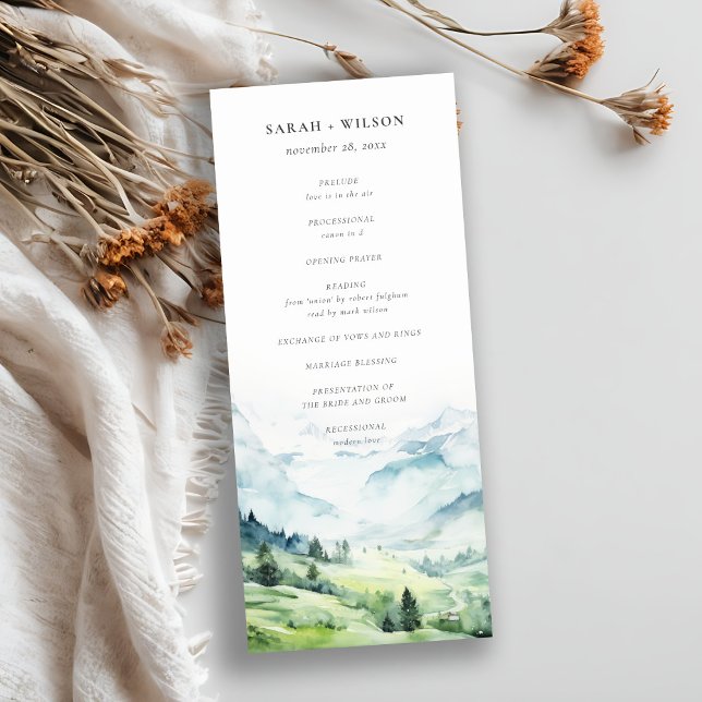 Snow Mountain Landscape Wedding Program Invitation (Creator Uploaded)