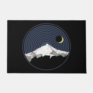 Snow mountain peak at night doormat