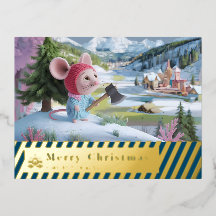 snow mountain red mouse post card F
