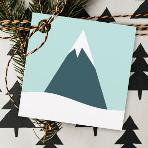 Snow Mountain Scandinavian Winter Minimalist Blue Favour Tags