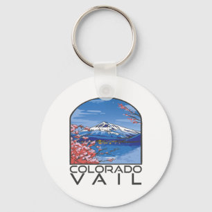 Snow Mountain Vail Colorado Winter Vacation Skiing Key Ring