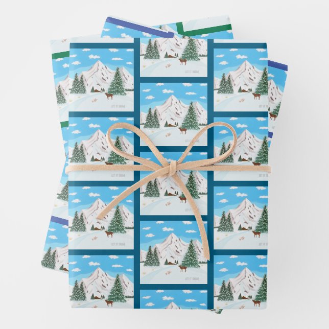 Snow Mountains Wrapping Paper Sheets (In situ)