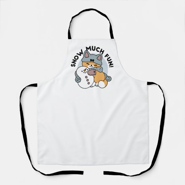 Snow Much Fun Cat Winter Holiday Design Apron (Front)