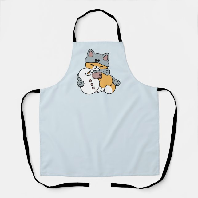 Snow Much Fun Cat Winter Holiday Design Apron (Front)