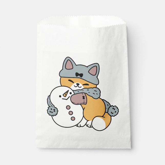 Snow Much Fun Cat Winter Holiday Design Favour Bags (Front)