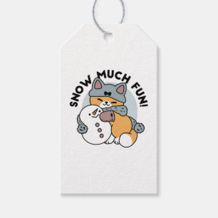 Snow Much Fun Cat Winter Holiday Design Gift Tags