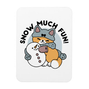Snow Much Fun Cat Winter Holiday Design Magnet