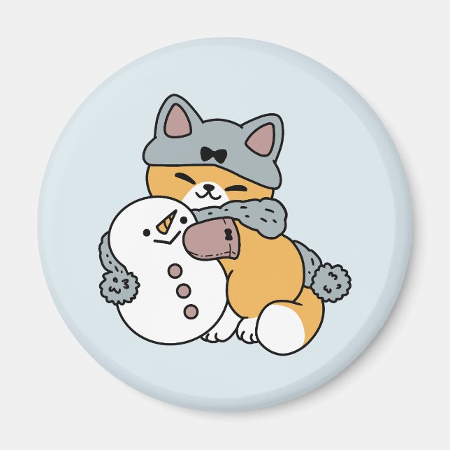 Snow Much Fun Cat Winter Holiday Design Magnet (Front)