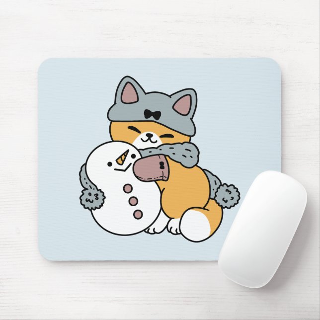 Snow Much Fun Cat Winter Holiday Design Mouse Pad (With Mouse)