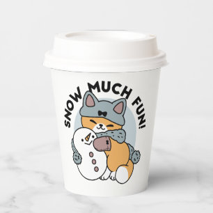 Snow Much Fun Cat Winter Holiday Design Paper Cups