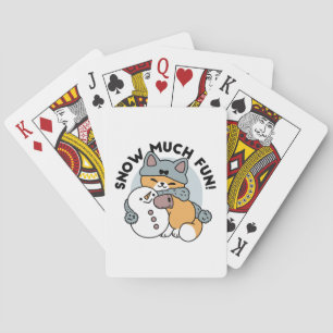 Snow Much Fun Cat Winter Holiday Design Playing Cards